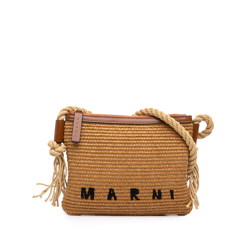 Pre-Loved Marni Raffia Logo Crossbody